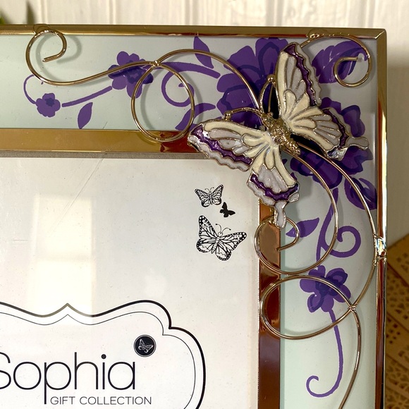 Purple Butterfly Flower Glass Picture Frame - 5x7 - Picture 3 of 4